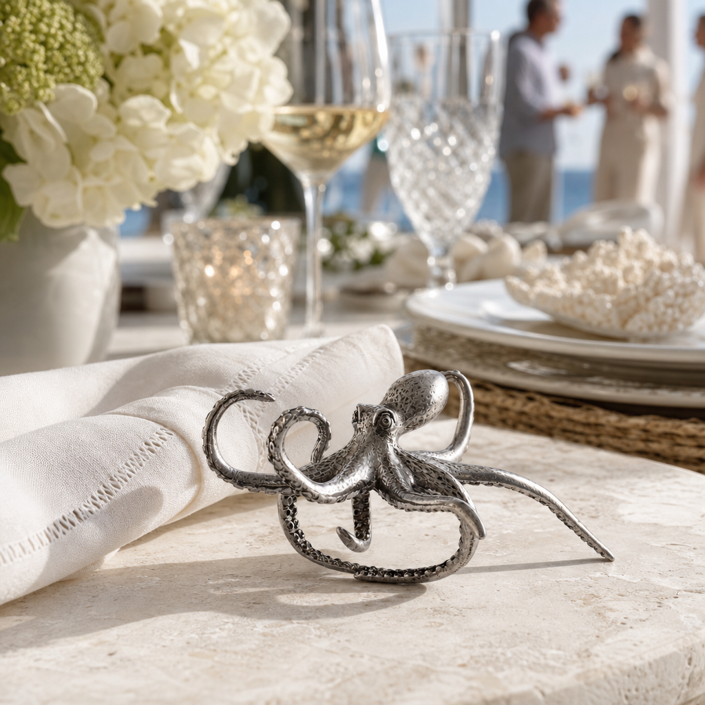 Pewter Octopus Napkin Ring 6