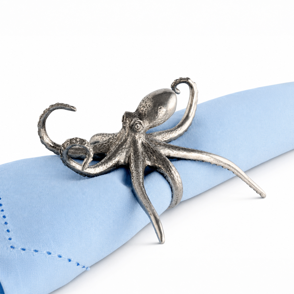 Pewter Octopus Napkin Ring 10