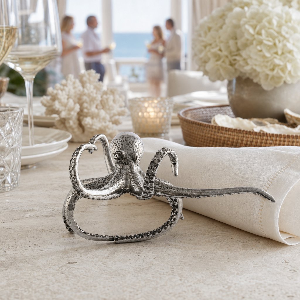 Pewter Octopus Napkin Ring 9