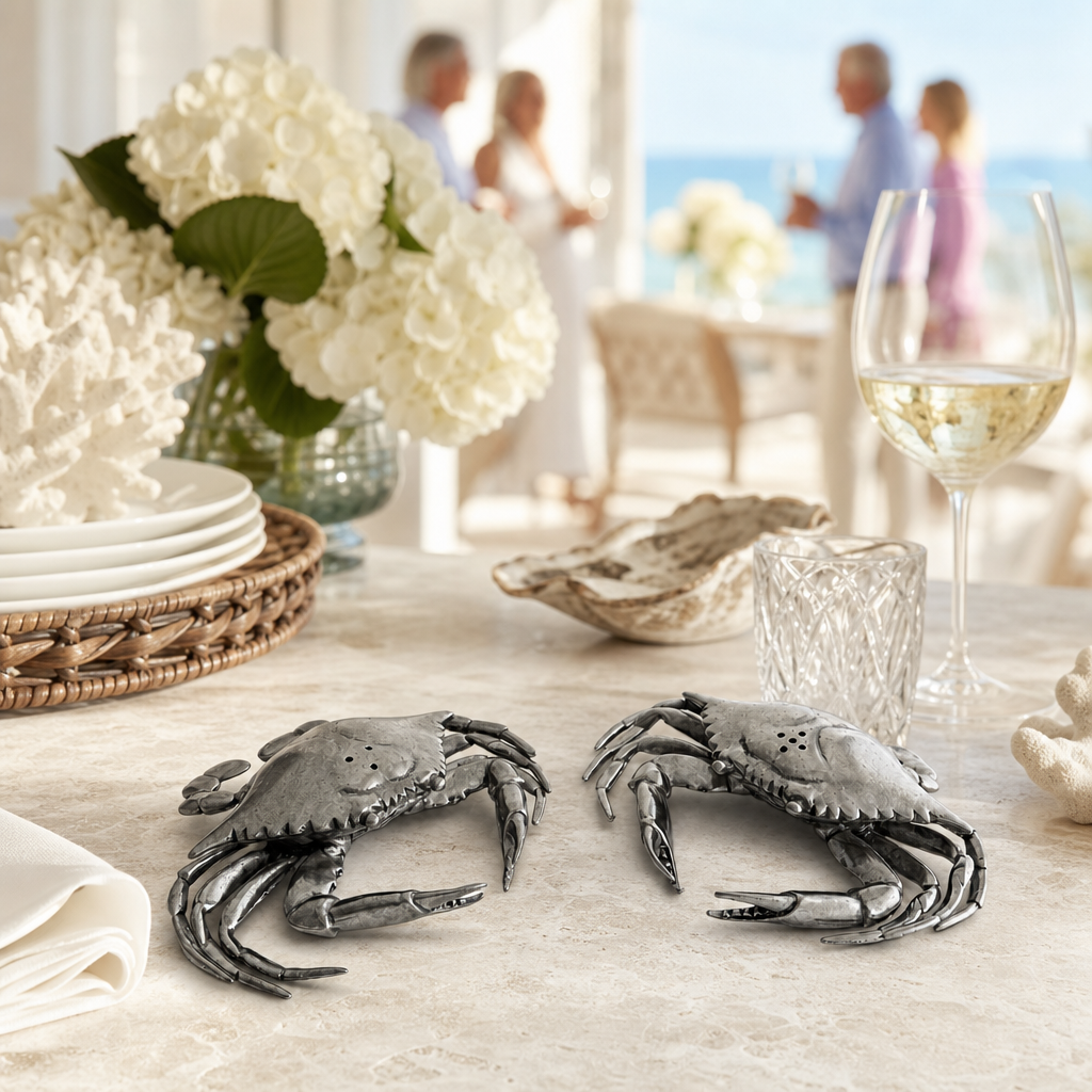 Pewter Blue Crabs Salt & Pepper Set 6