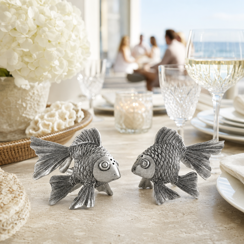 Pewter Goldfish Salt & Pepper Set 6