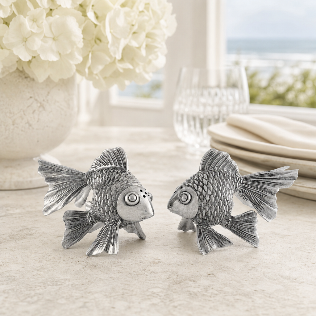 Pewter Goldfish Salt & Pepper Set 2