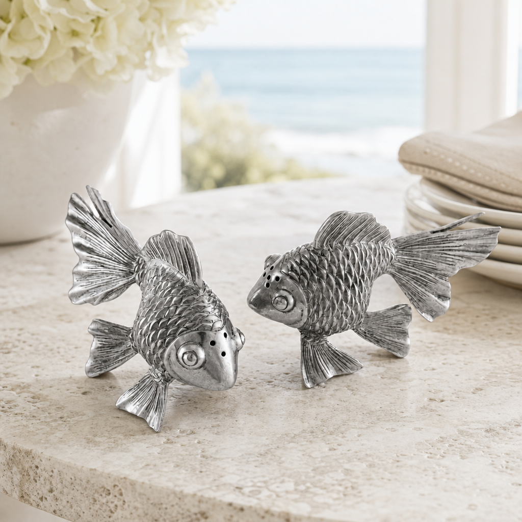 Pewter Goldfish Salt & Pepper Set 3