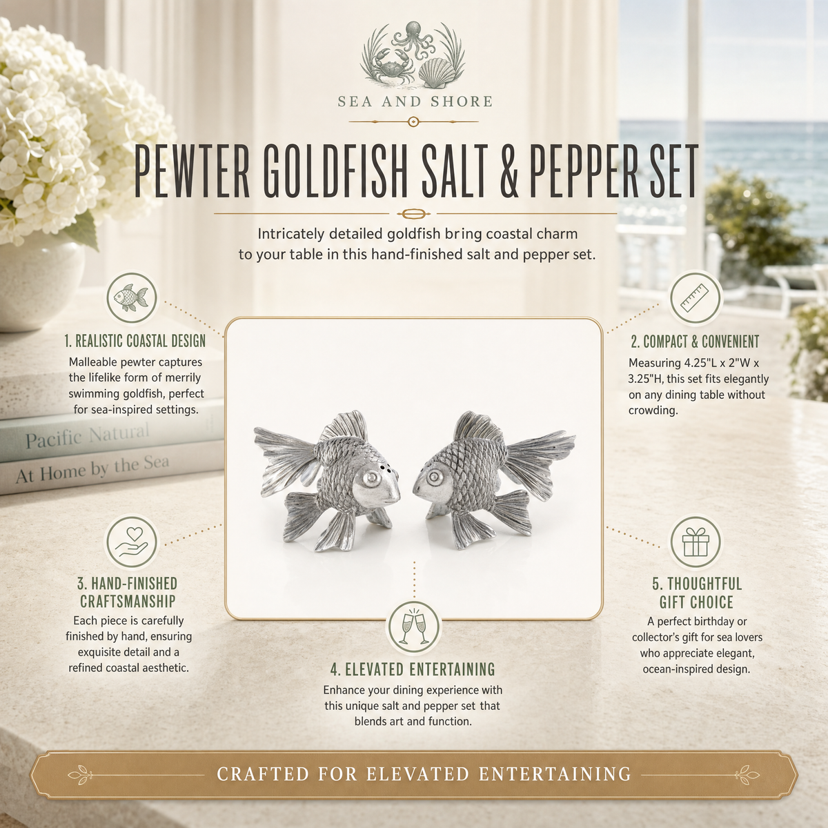 Pewter Goldfish Salt & Pepper Set 11