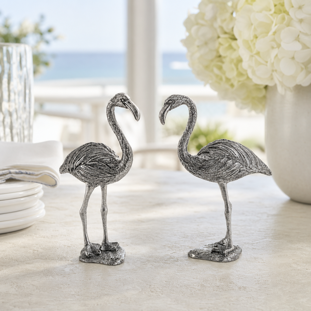 Pewter Flamingos Salt & Pepper Set 4