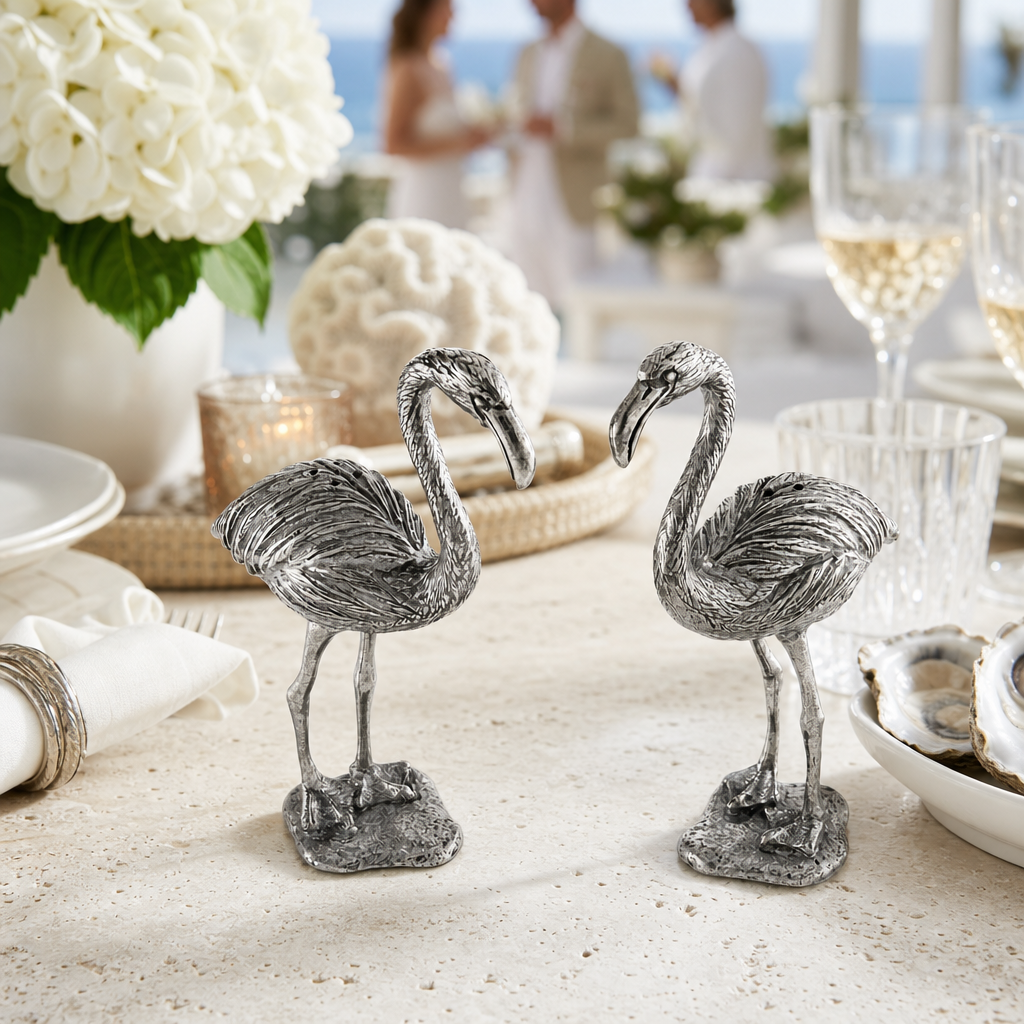 Pewter Flamingos Salt & Pepper Set 6
