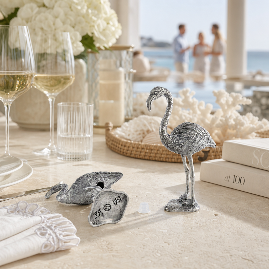 Pewter Flamingos Salt & Pepper Set 8