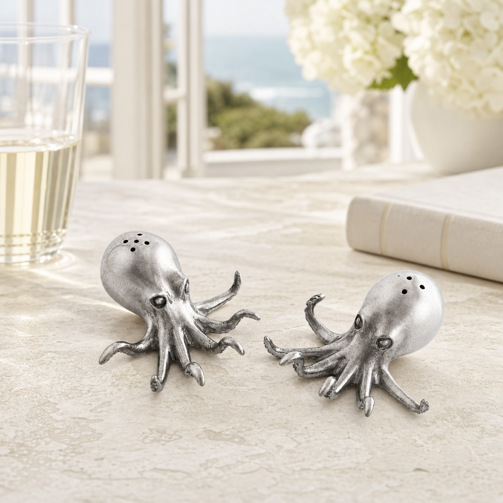 Pewter Octopus Salt & Pepper Set 3