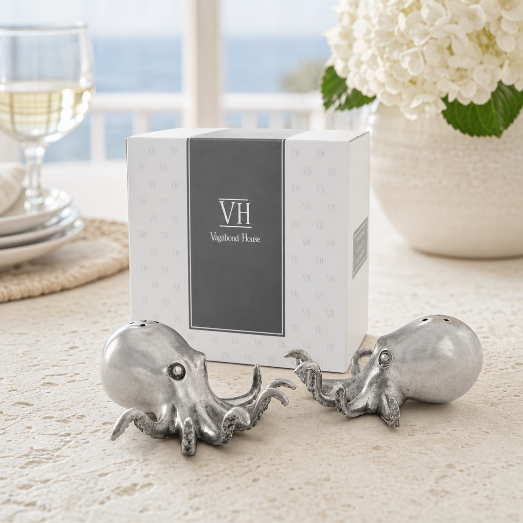 Pewter Octopus Salt & Pepper Set 4