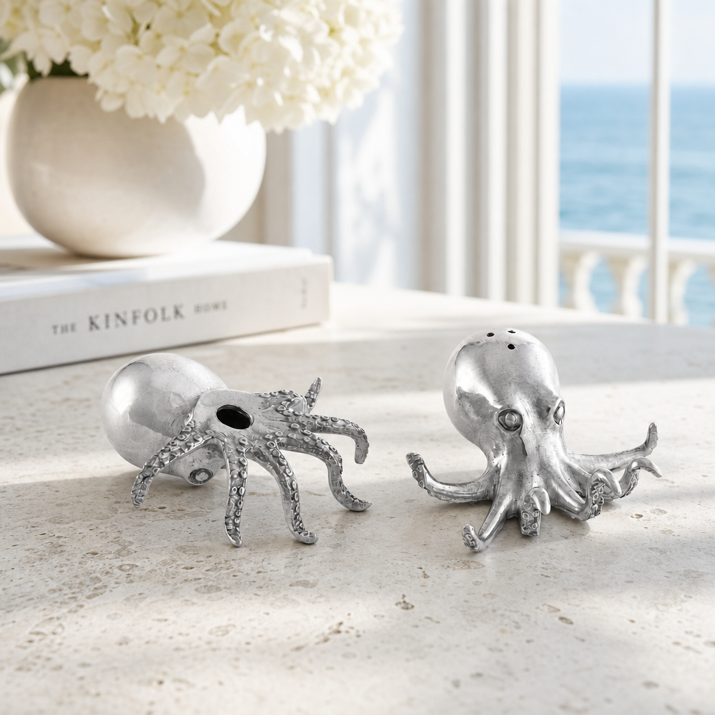 Pewter Octopus Salt & Pepper Set 5