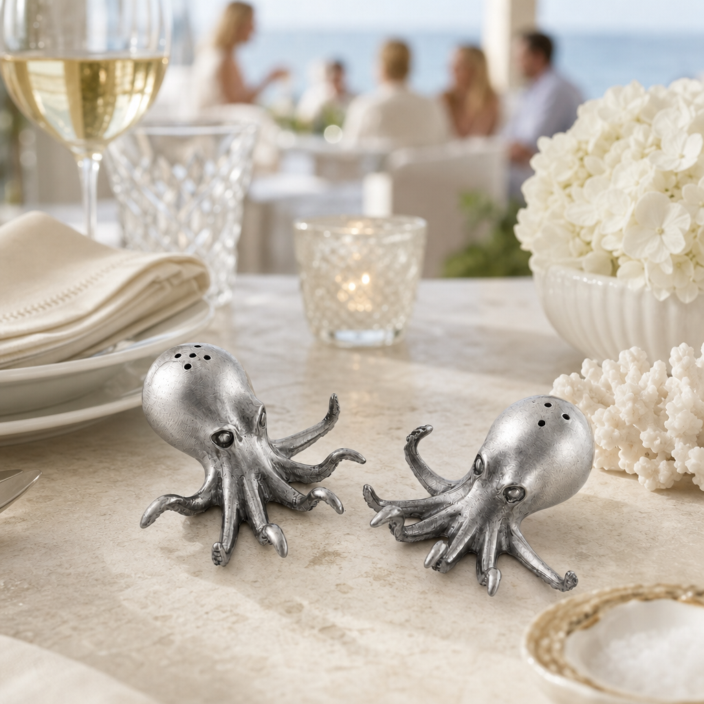 Pewter Octopus Salt & Pepper Set 7