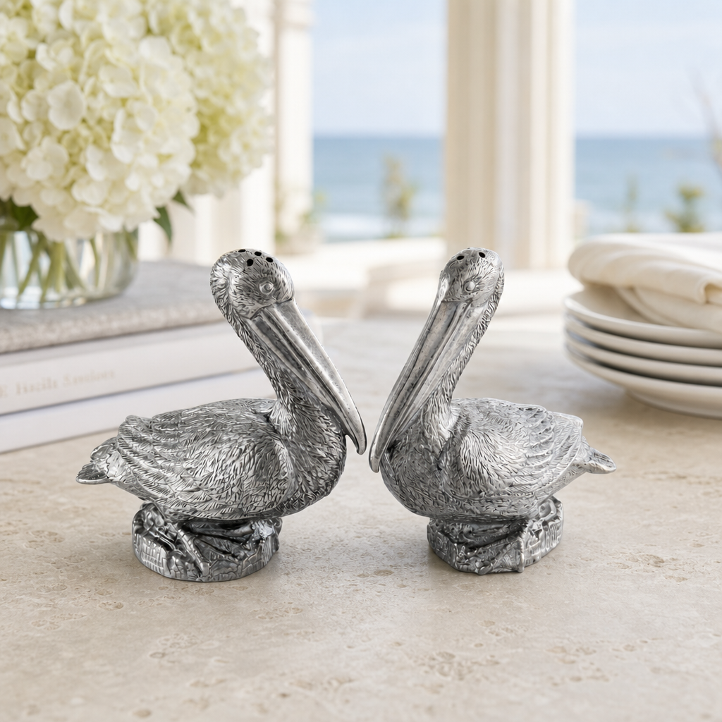 Pewter Pelicans Salt & Pepper Set 3