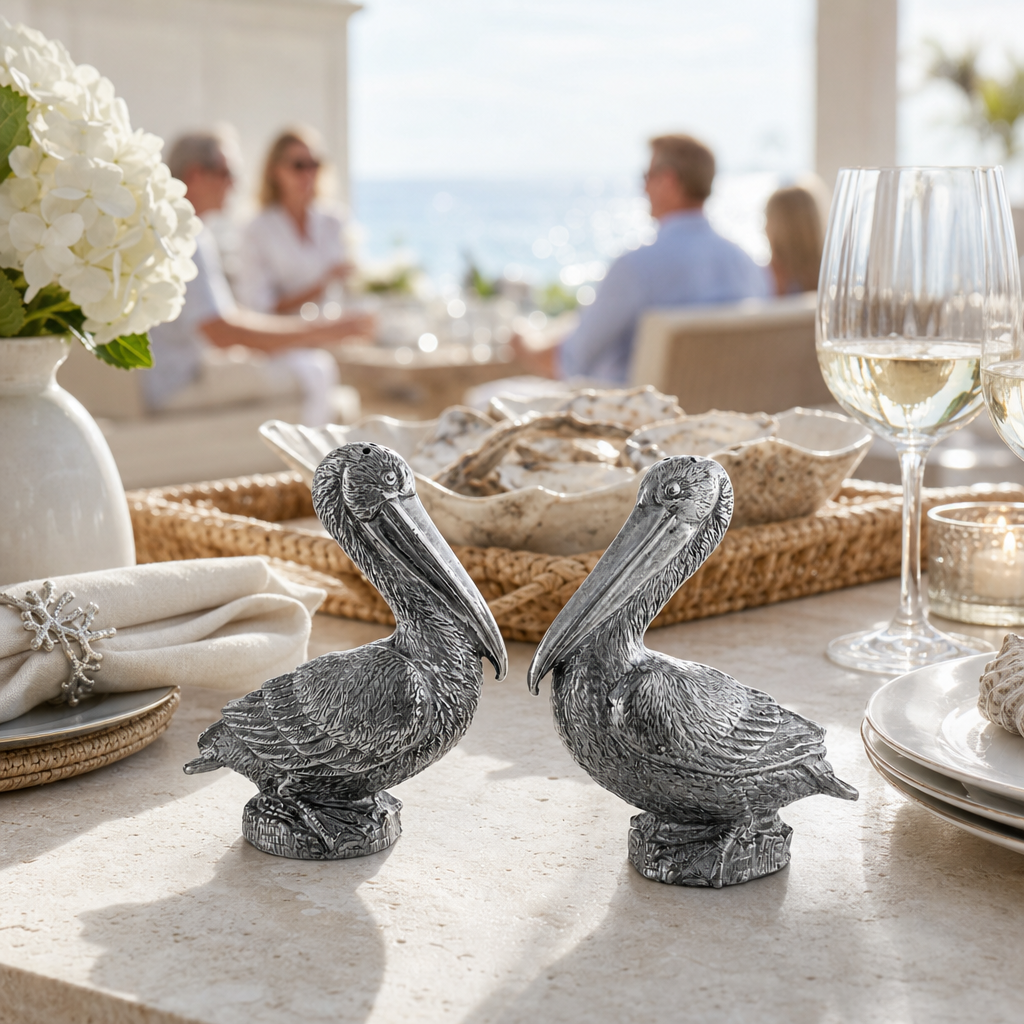 Pewter Pelicans Salt & Pepper Set 8