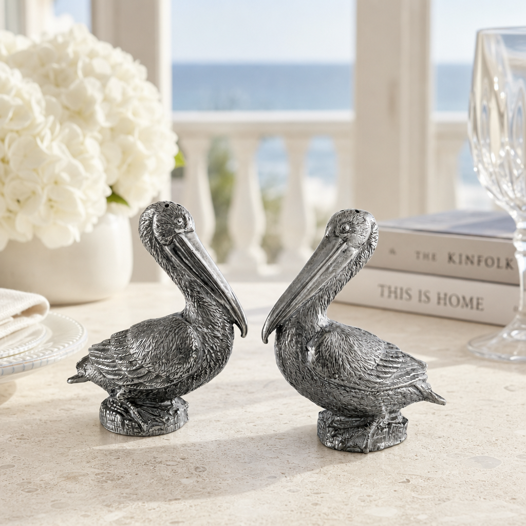 Pewter Pelicans Salt & Pepper Set 4