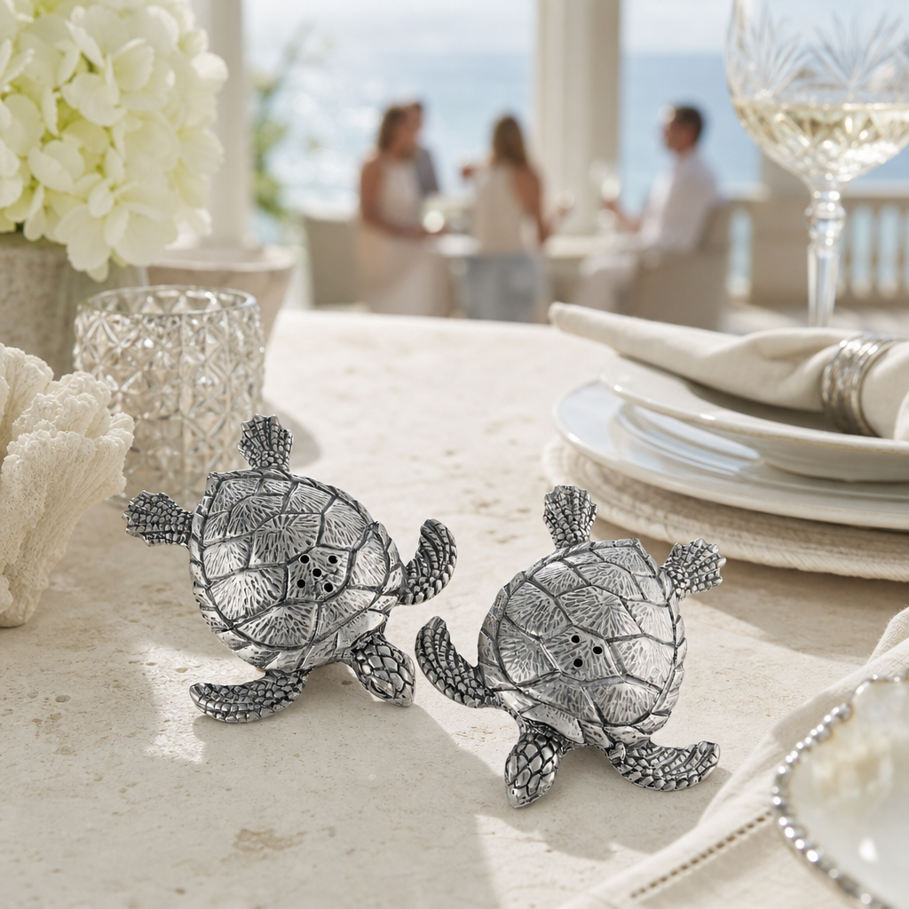Pewter Sea Turtles Salt & Pepper Set 8