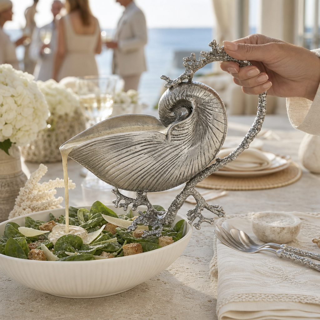 Pewter Nautilus Gravy Boat 6