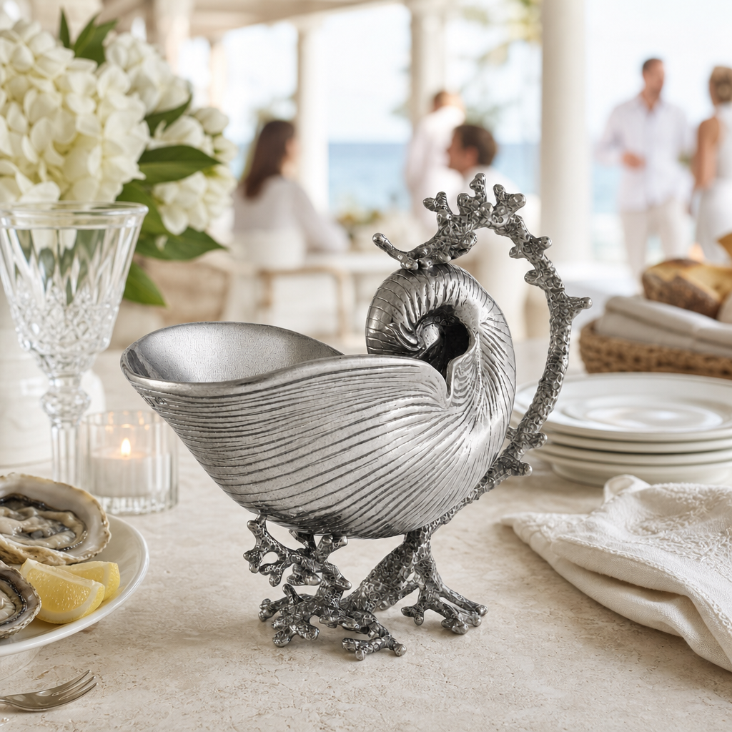 Pewter Nautilus Gravy Boat 7
