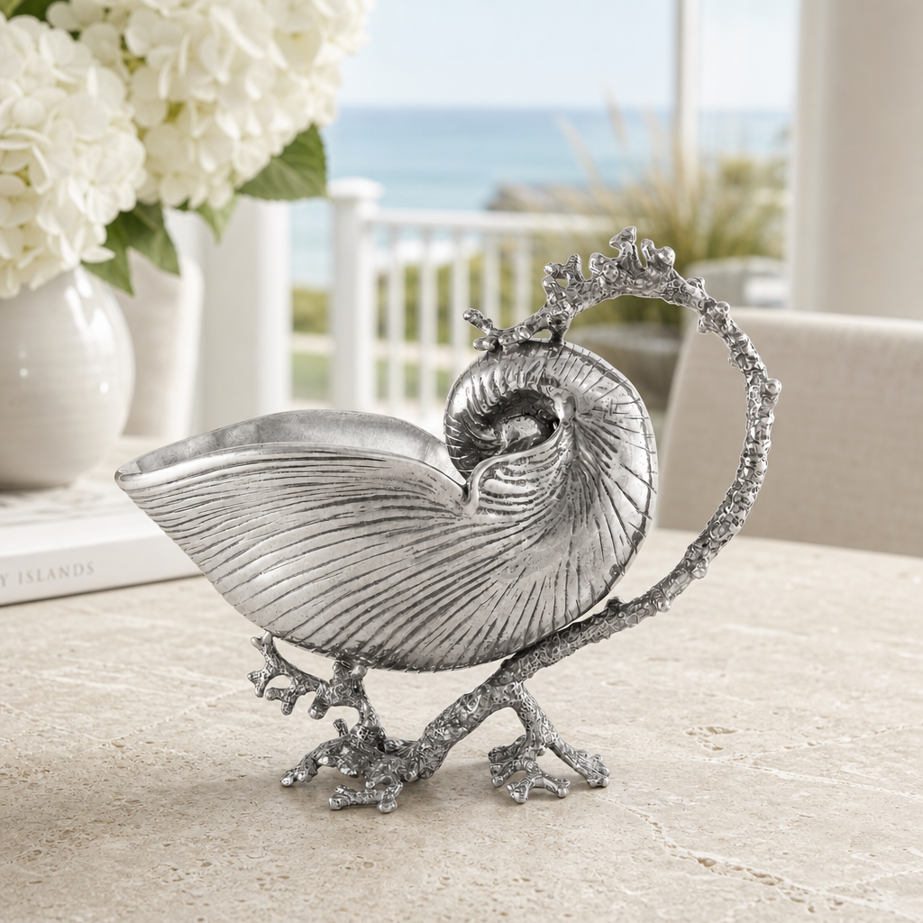 Pewter Nautilus Gravy Boat 1