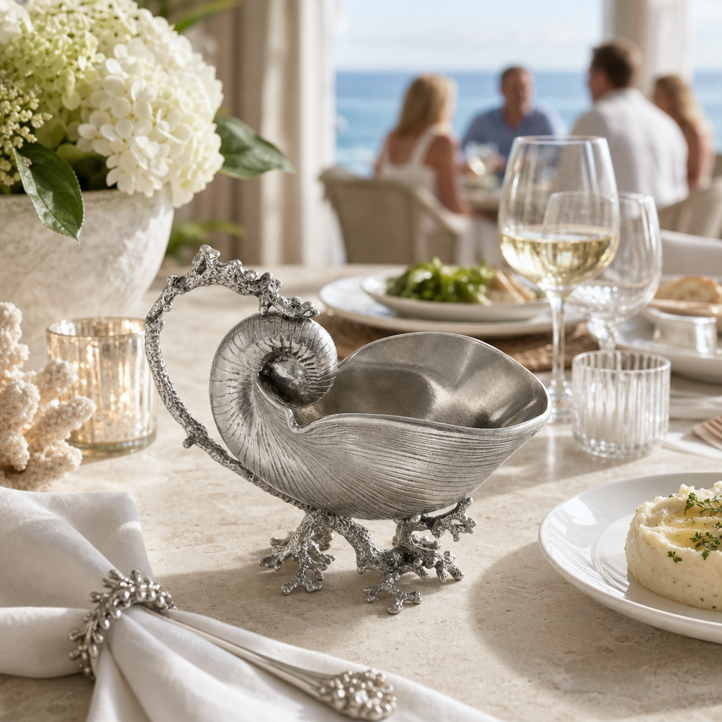 Pewter Nautilus Gravy Boat 5