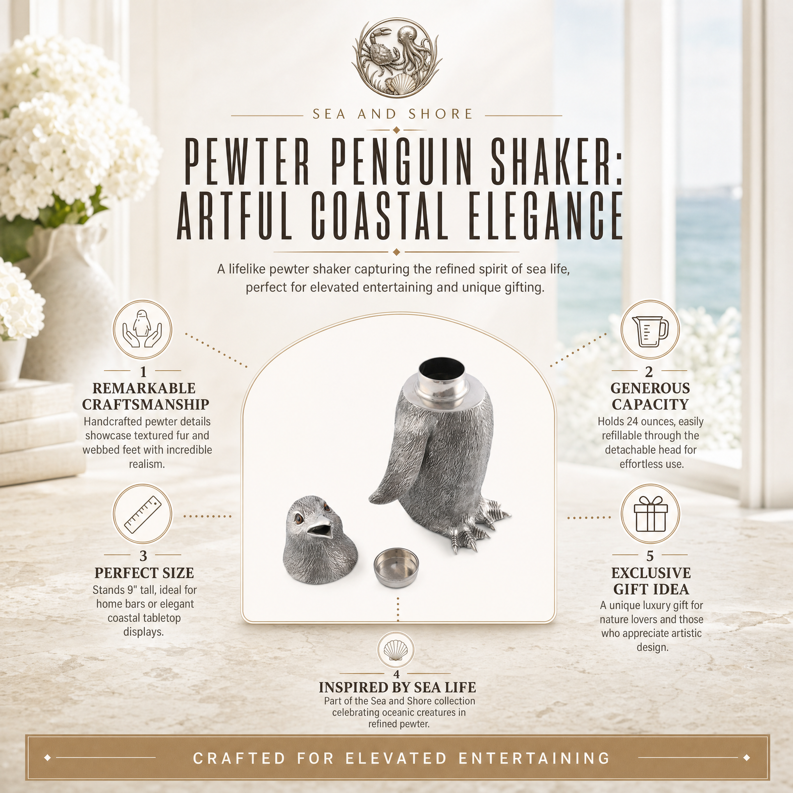 Pewter Penguin Shaker 11