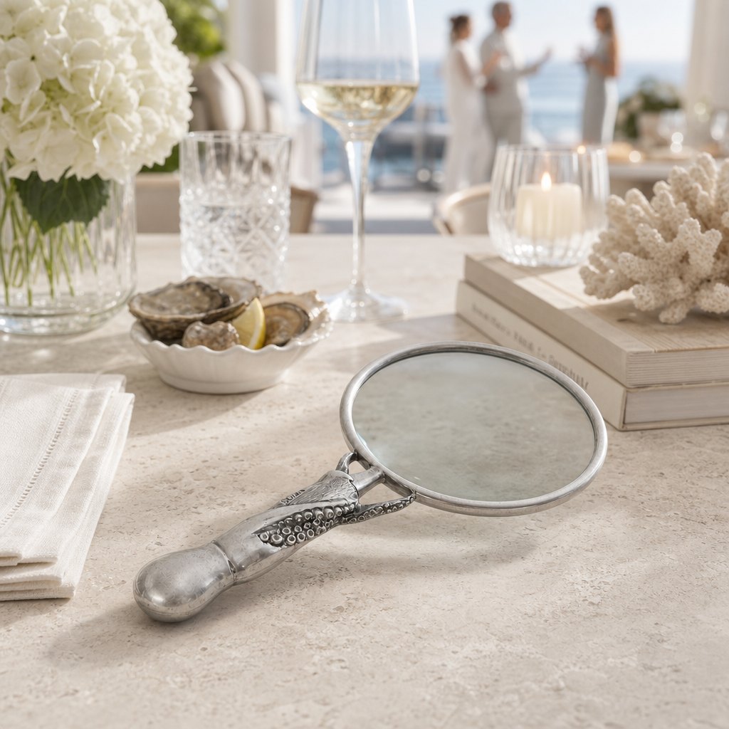 Pewter Octopus Handle Magnifier 4 inches 7