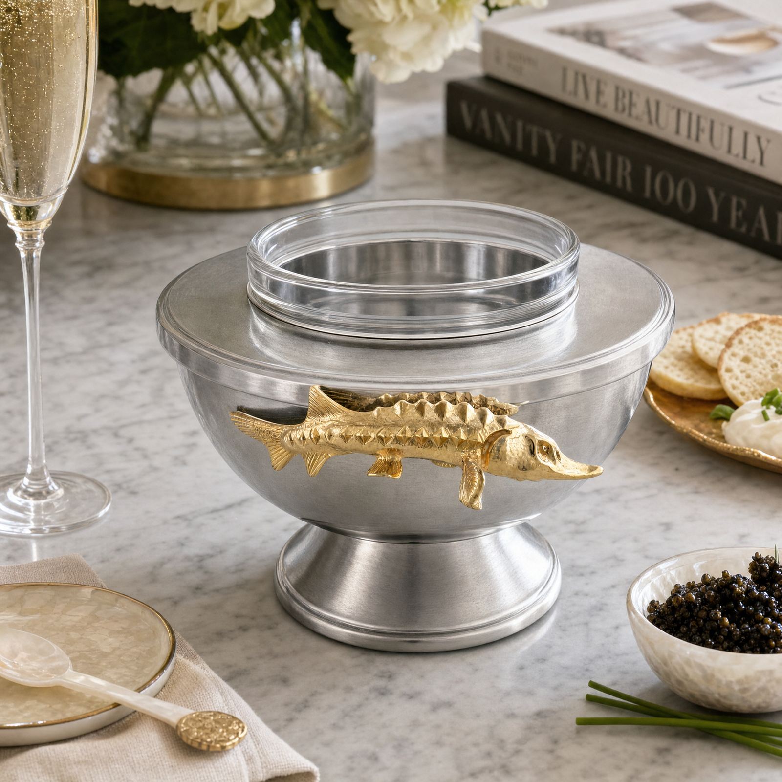 Gold Sturgeon Caviar Server 1