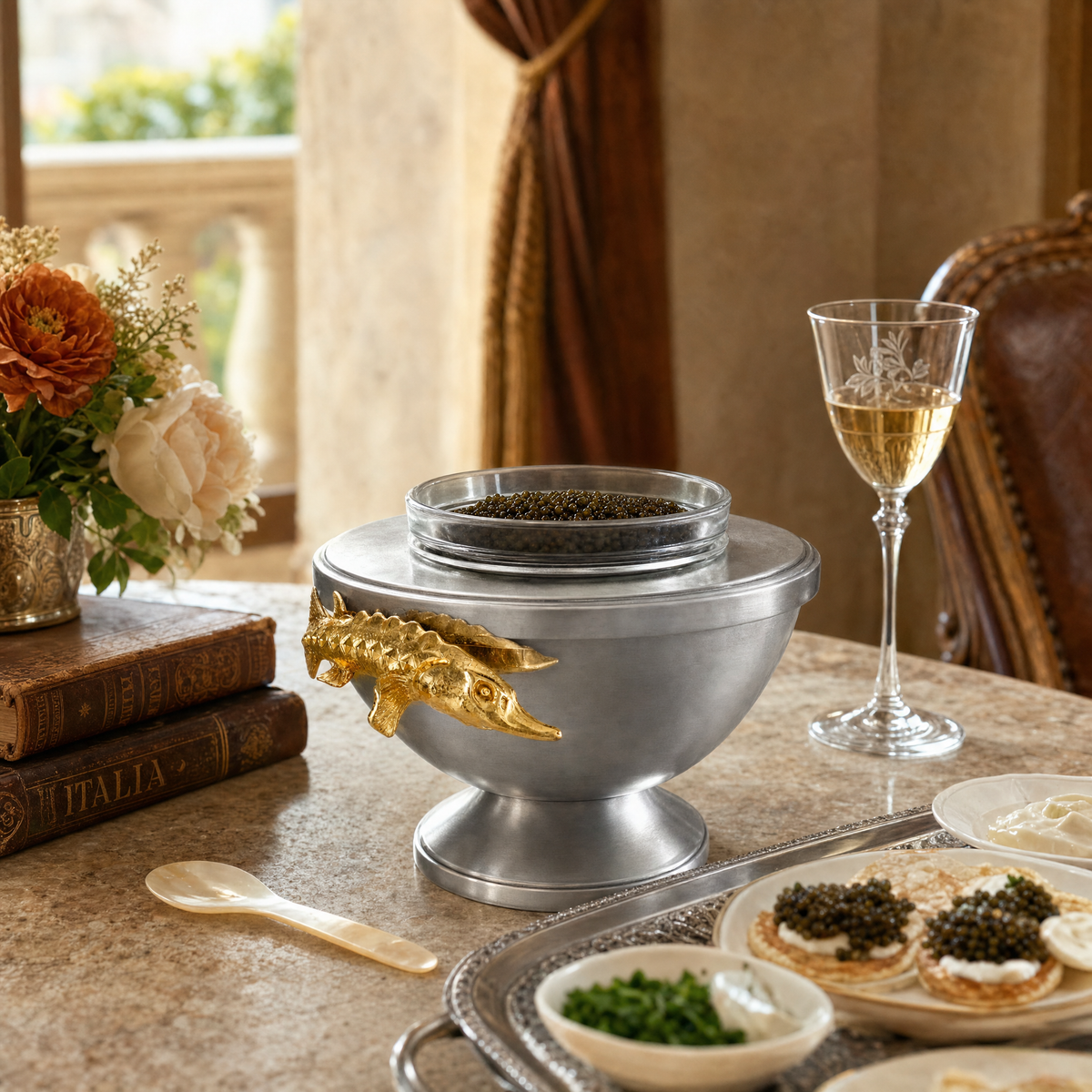 Gold Sturgeon Caviar Server 8