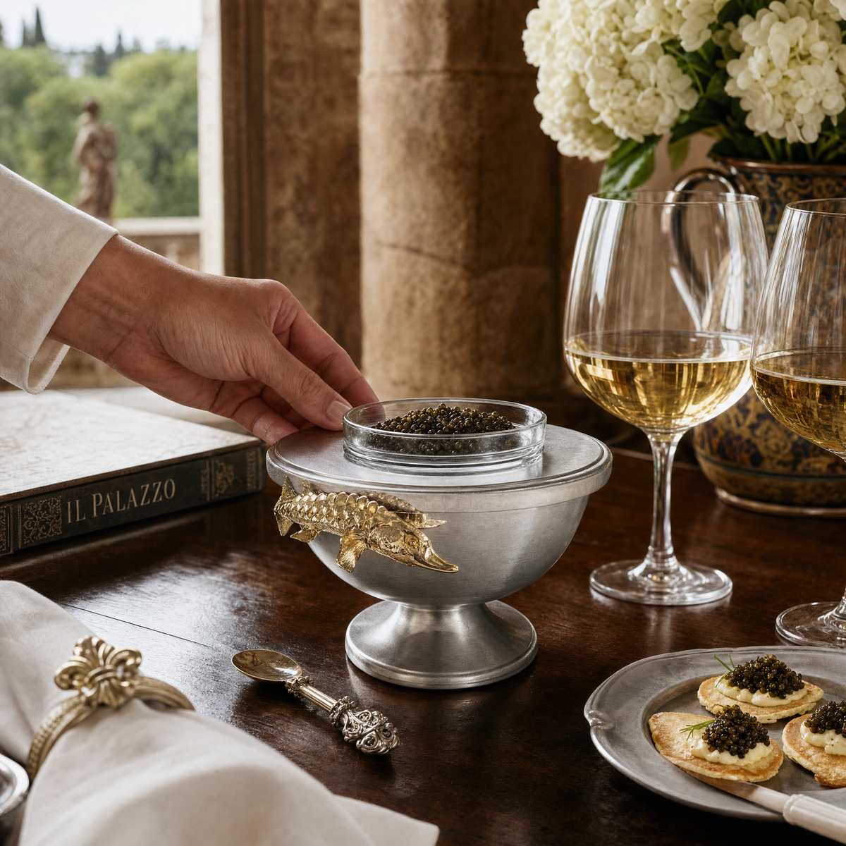 Gold Sturgeon Caviar Server 9