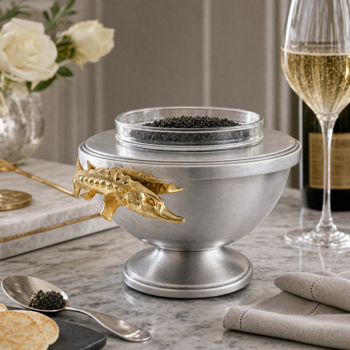Gold Sturgeon Caviar Server 4