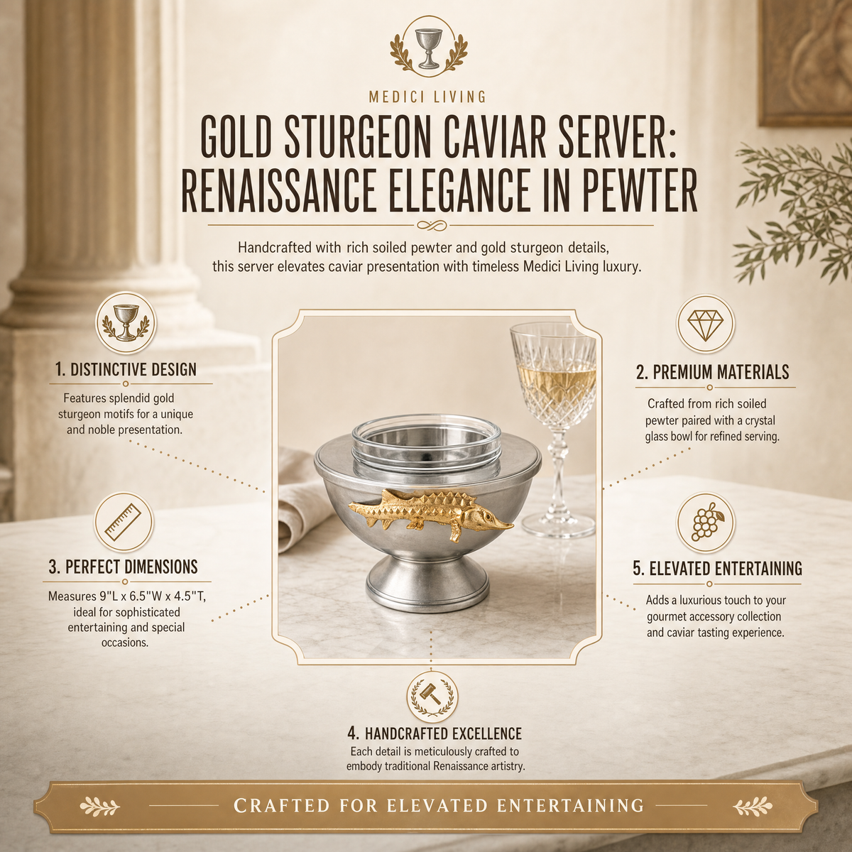 Gold Sturgeon Caviar Server 11