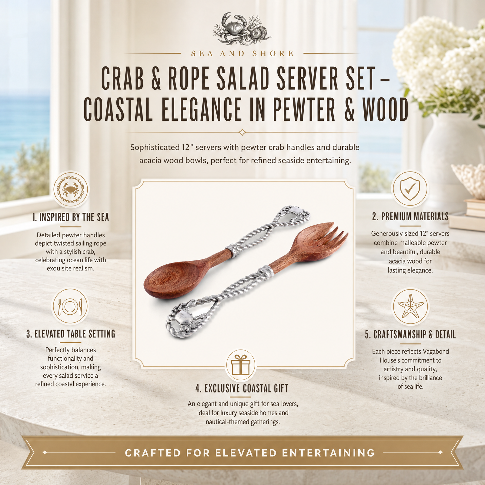 Crab & Rope Salad Server Set 10