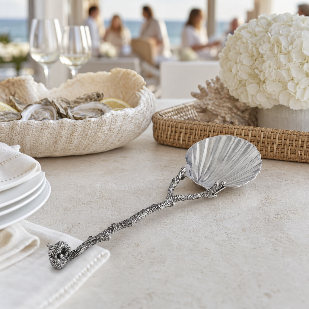 Scallop Shell Coral Serving Spoon 6