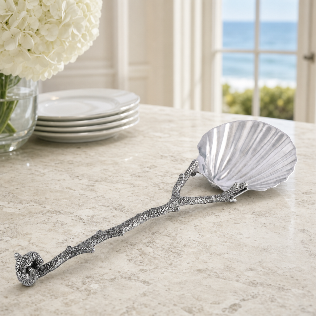 Scallop Shell Coral Serving Spoon 2