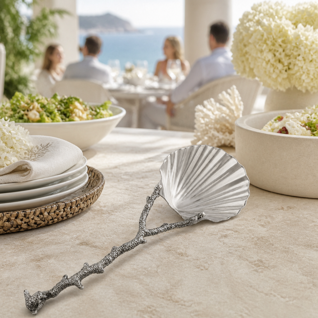 Scallop Shell Coral Serving Spoon 8