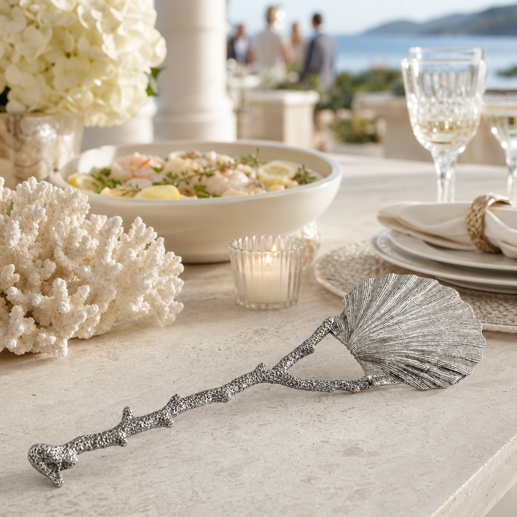 Scallop Shell Coral Serving Spoon 9