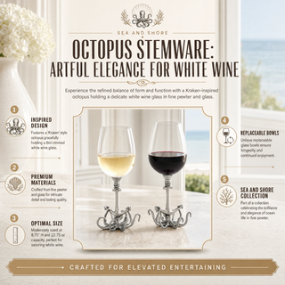 Octopus Stemware - White 9" H 12.25 oz