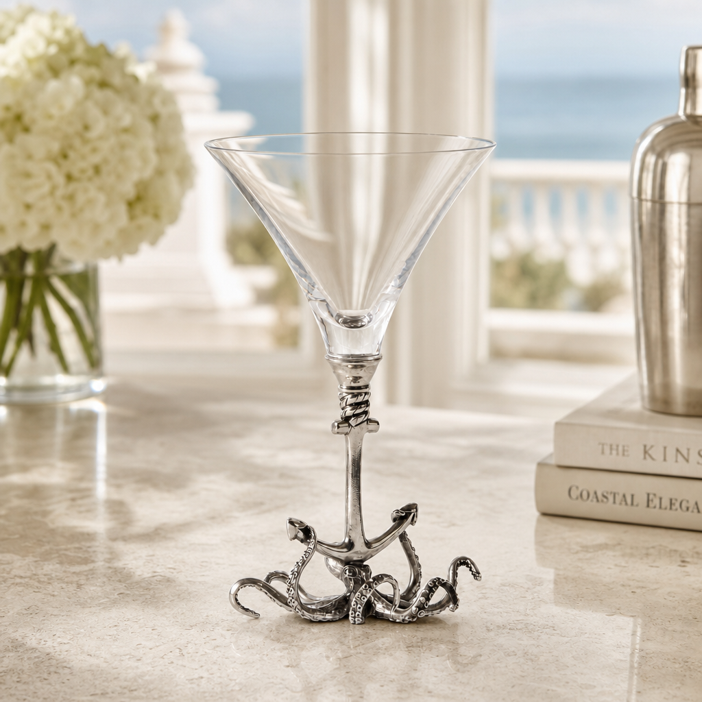 Octopus Pewter Stem Cocktail Glass 1