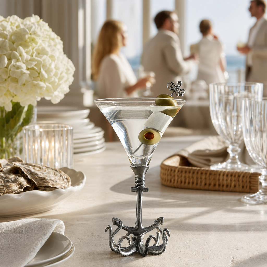 Octopus Pewter Stem Cocktail Glass 5