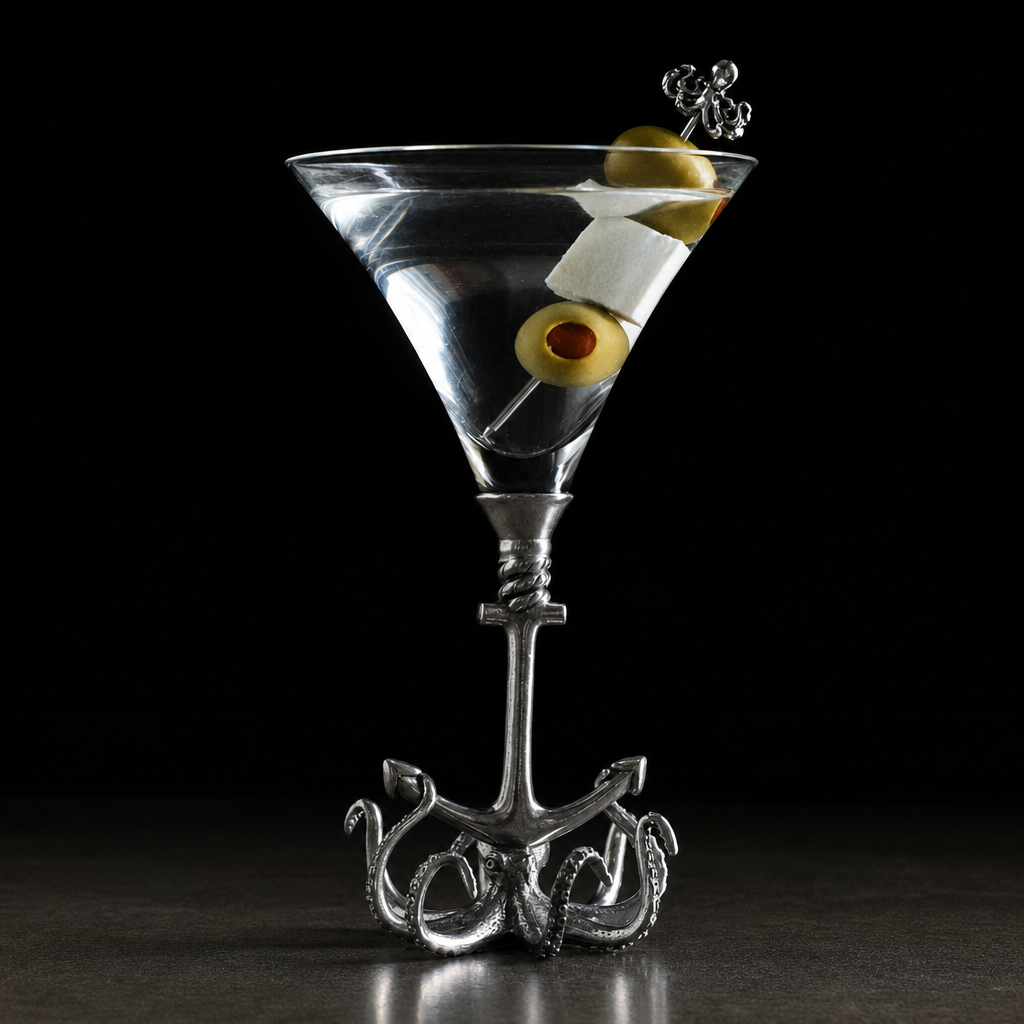 Octopus Pewter Stem Cocktail Glass 6