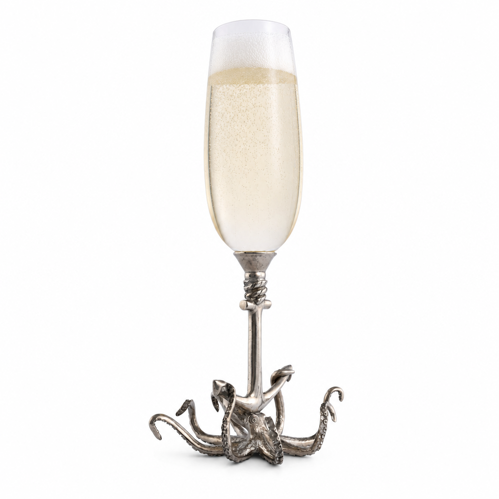 Octopus Pewter Stem Champagne Flute 1
