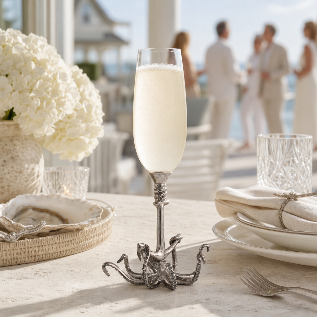 Octopus Pewter Stem Champagne Flute 7