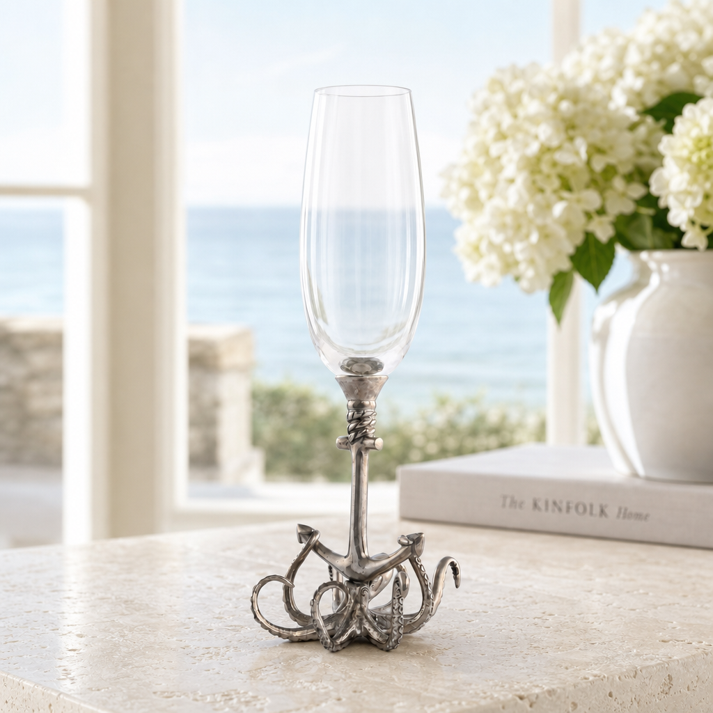 Octopus Pewter Stem Champagne Flute 4