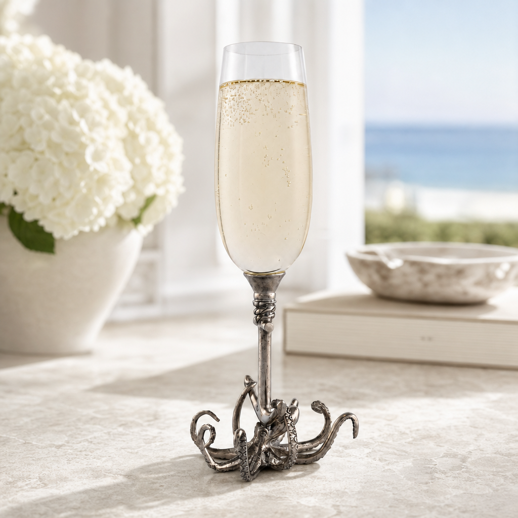 Octopus Pewter Stem Champagne Flute 5