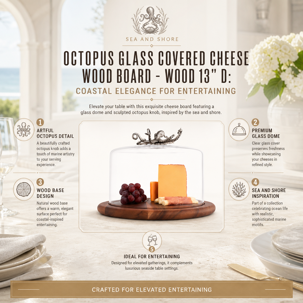 Octopus Glass Covered Cheese Wood Board