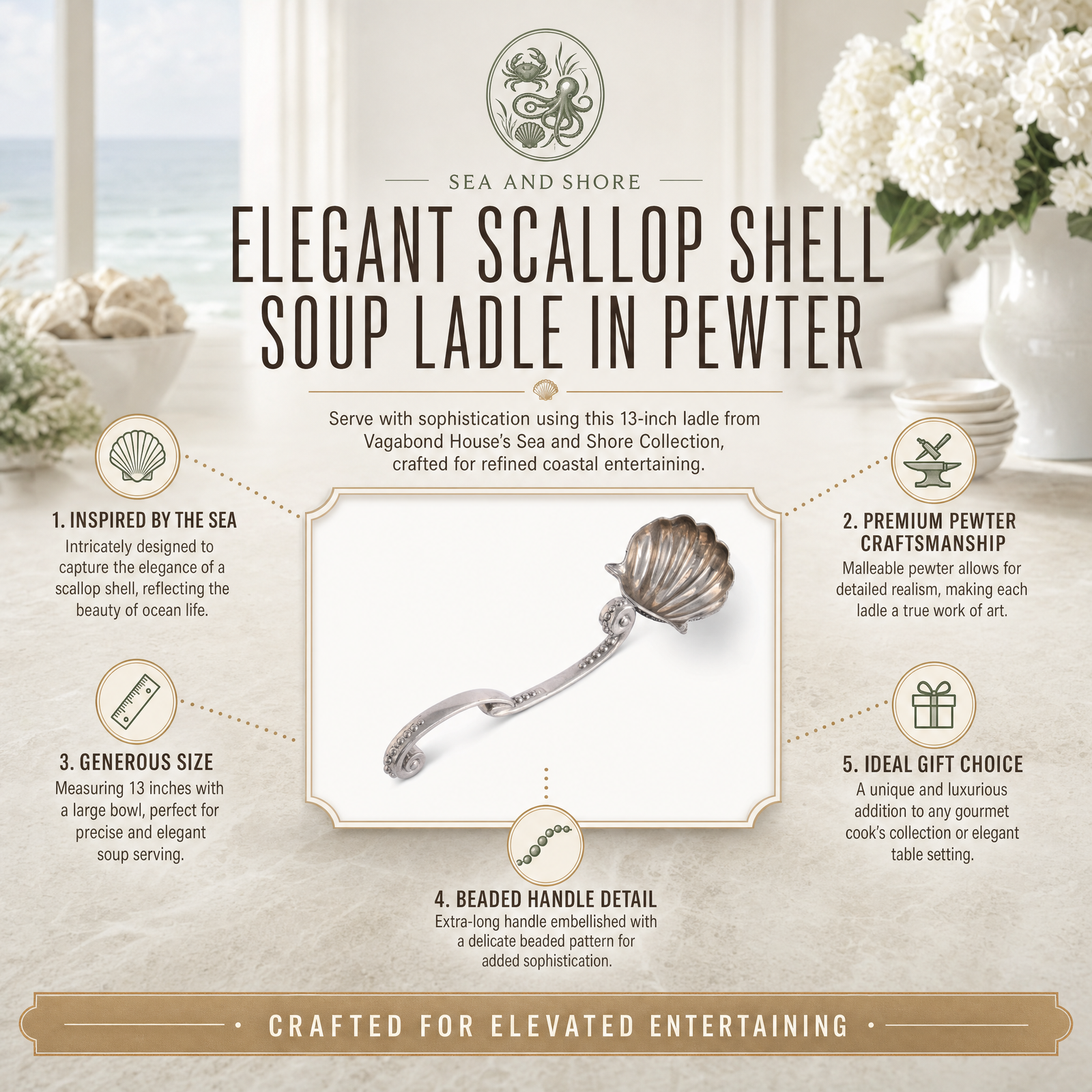 Scallop Shell Soup Ladle 11