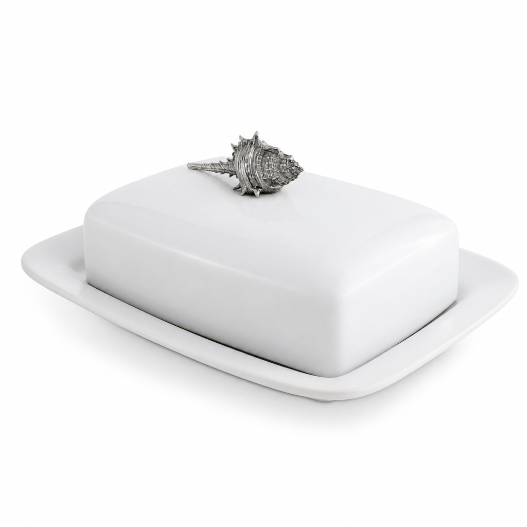 Conch Shell Stoneware Butter Dish 11