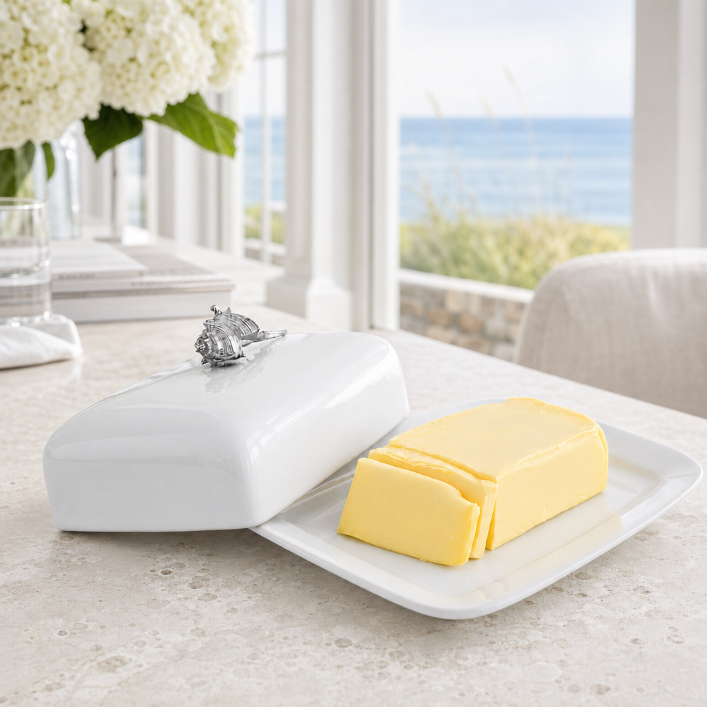 Conch Shell Stoneware Butter Dish 1