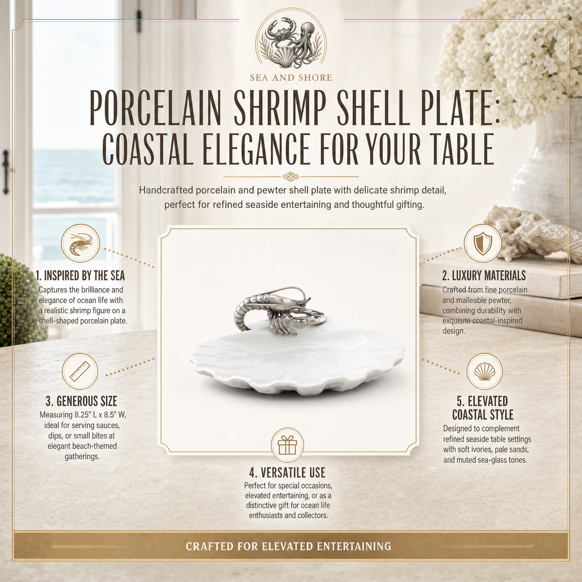 Shrimp Porcelain Shell Plate 11