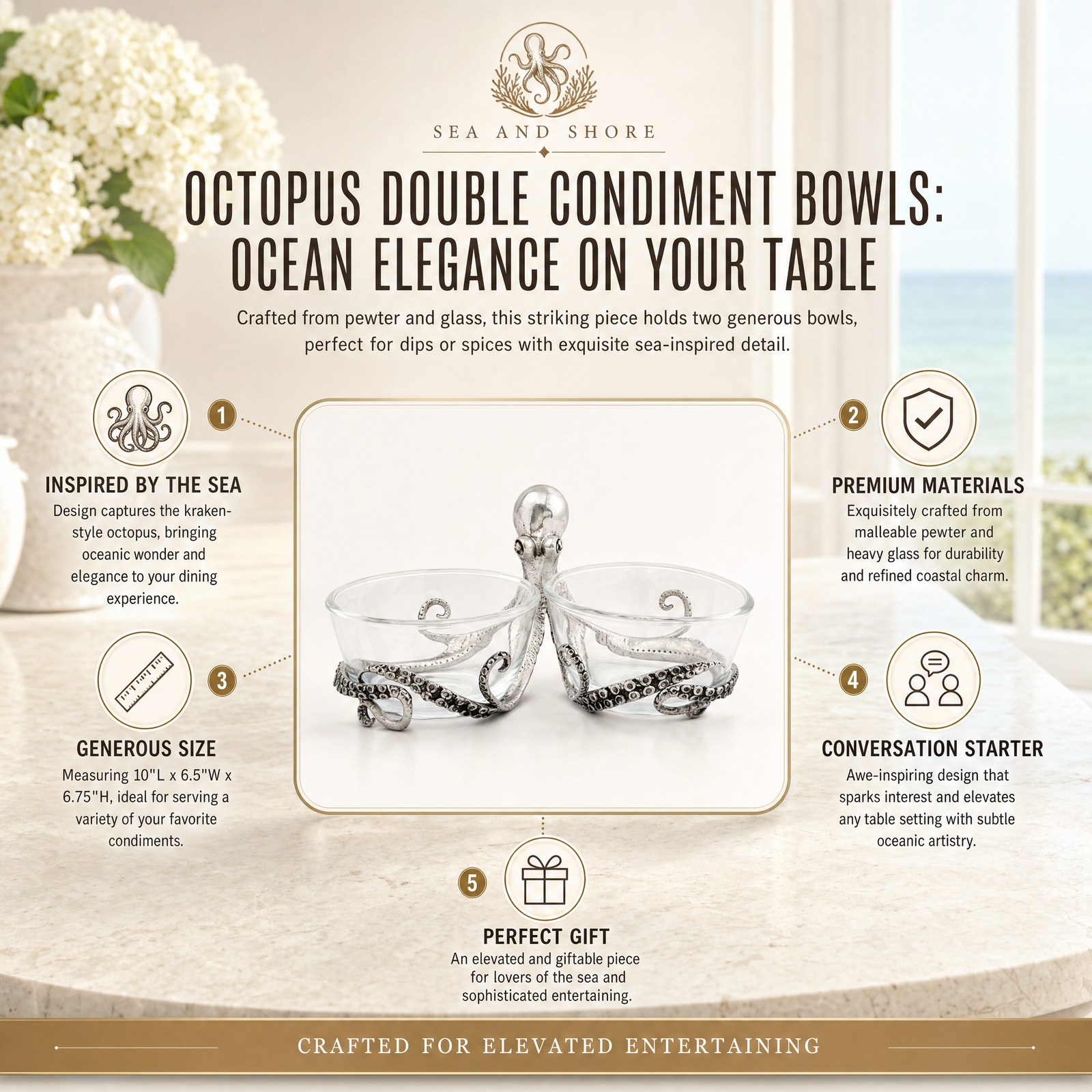 Octopus Double Condiment Bowls 11
