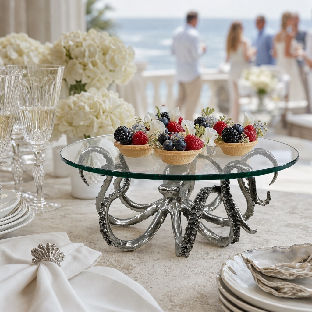 Pewter Octopus Dessert Stand - MED 3